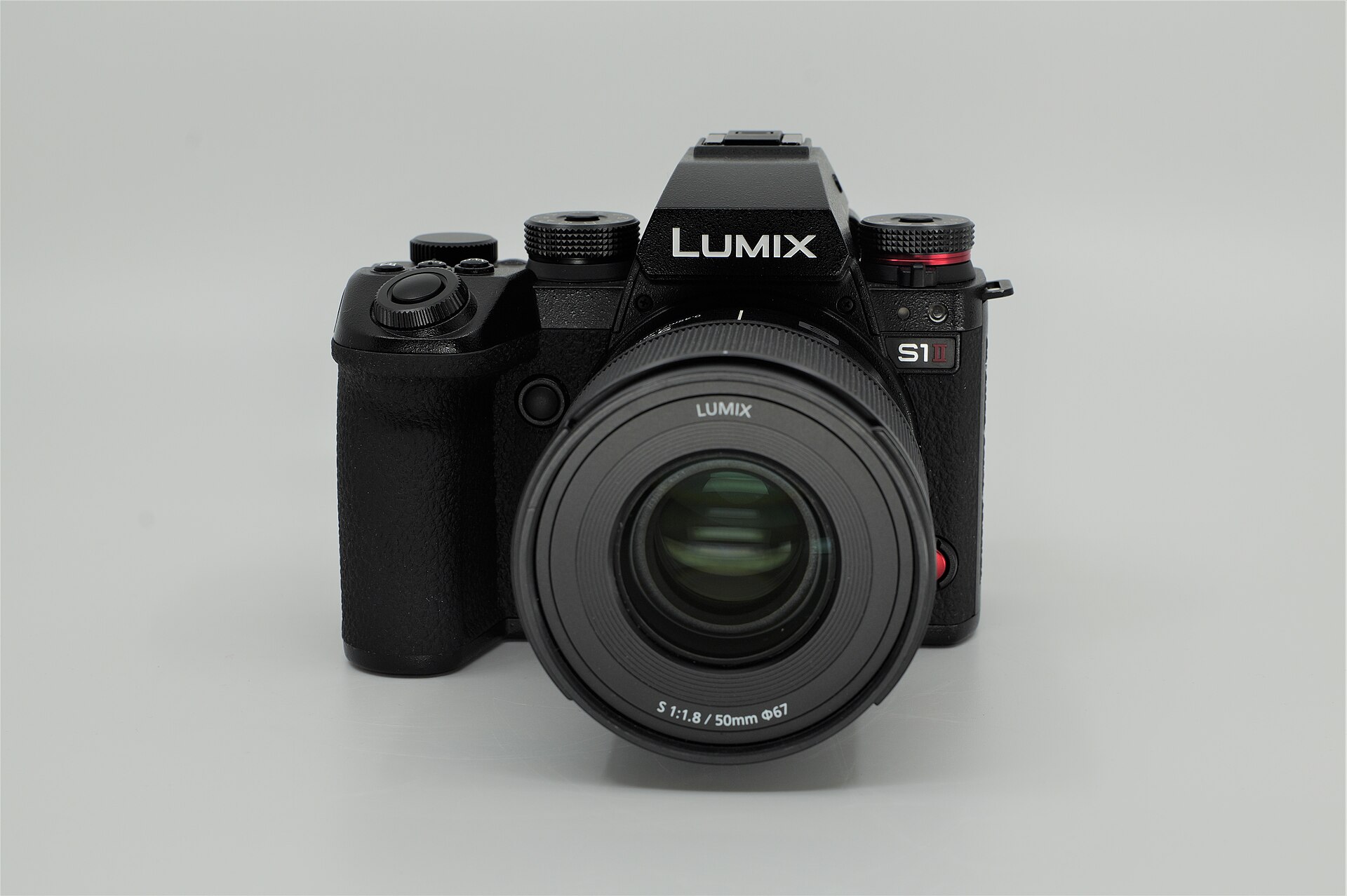 Front view of the Panasonic LUMIX S1II with a 50mm lens