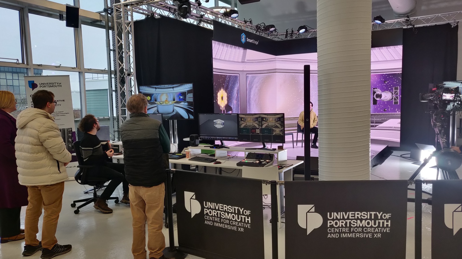 University of Portsmouth CCIXR virtual-production and mixed-reality studio with an LED stage