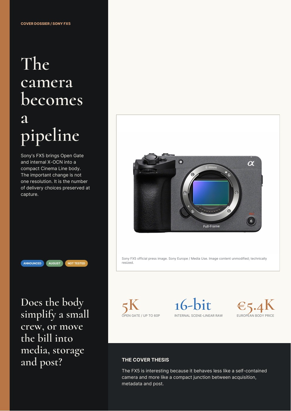 MANAZYR TECH MONTHLY preview: Sony FX5 cover dossier