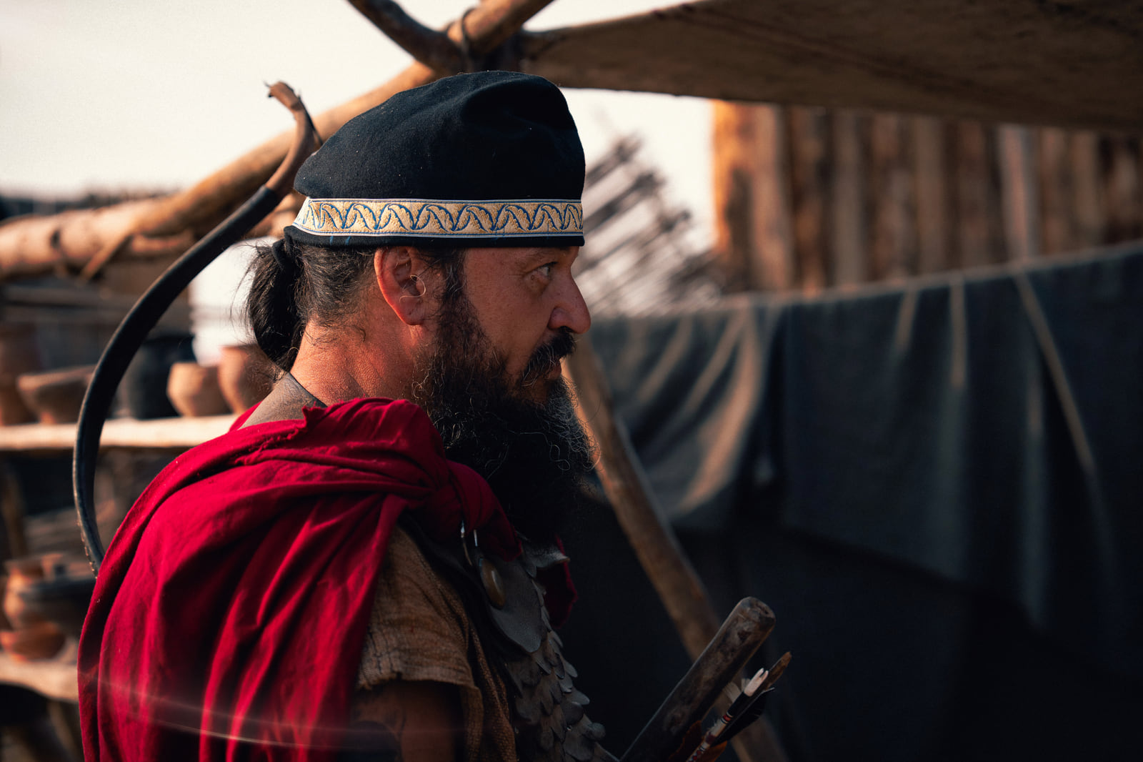 The same historical archer portrait with restrained light, atmosphere and framing from multiple MANAZYR scene layers